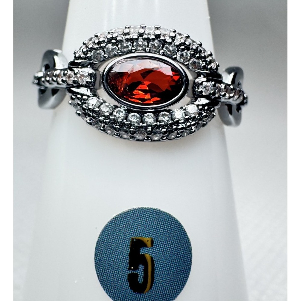 Size 5 Bomb Party January Ring - RG57946 Pressed And Iced - Hematite Plated